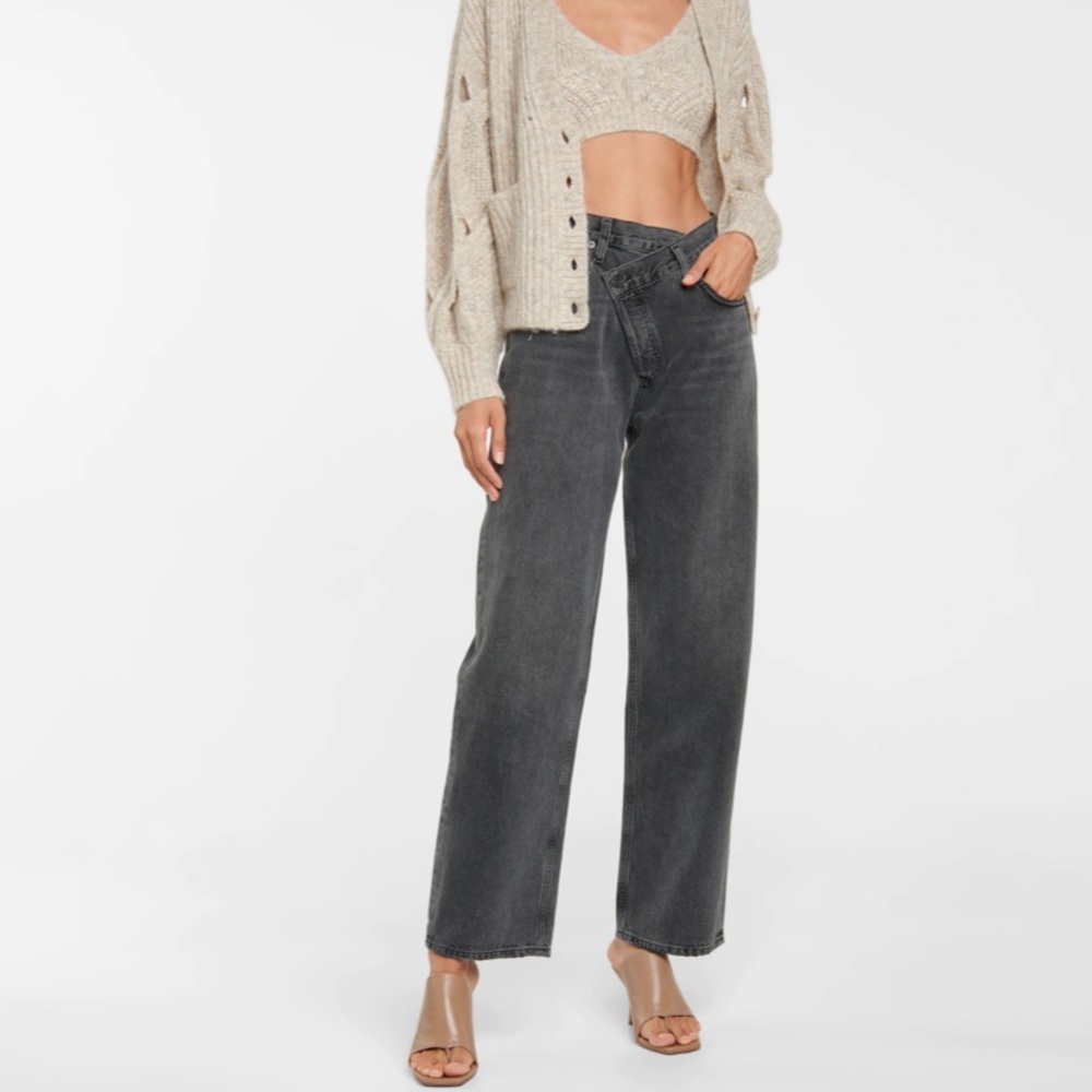 Agolde Straight Leg Jeans in Washed Black